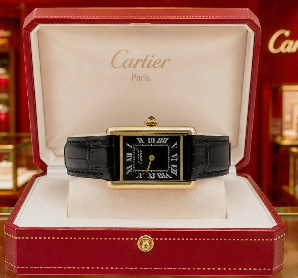 CARTIER MUST DE CARTIER WOMEN'S TANK WATCH: CARTIER MUST DE CARTIER WOMEN'S TANK WATCHThis iconic vintage Cartier Must de Cartier Tank wristwatch features a gold vermeil case crafted in .925 sterling silver with a 20-micron gold overlay and a s