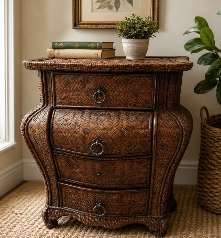 WOVEN RATTAN CHEST OF DRAWERS 22" (1 of 10)