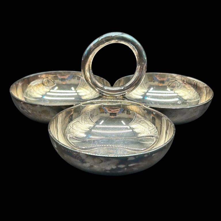 CHRISTOFLE SILVERPLATE 3-BOWL SERVER 6.5" (1 of 9)