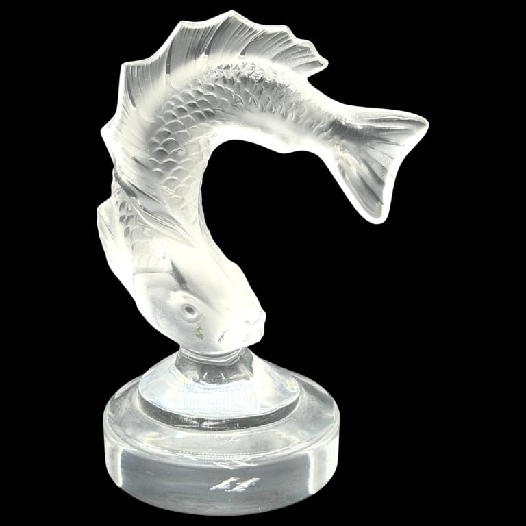 LALIQUE CRYSTAL LEAPING FISH FIGURE 4.5" (1 of 5)