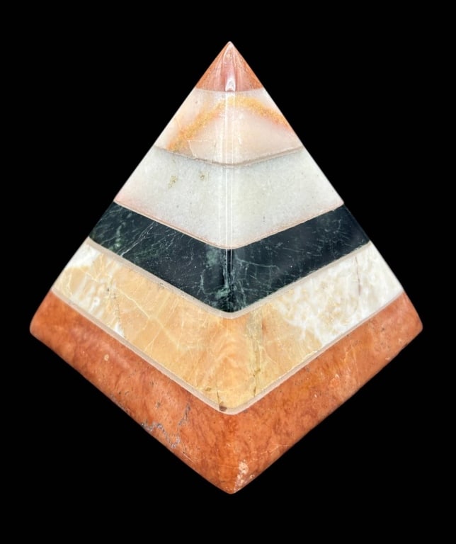 MULTICOLOR MARBLE STONE PYRAMID 5" (1 of 6)