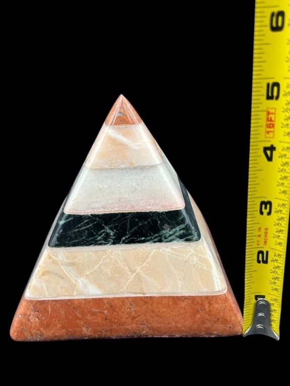 MULTICOLOR MARBLE STONE PYRAMID 5" - 6