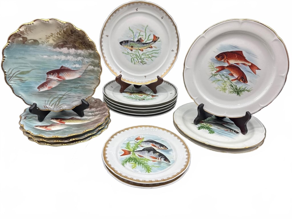 FRENCH PORCELAIN LIMOGES & FAIENCE STYLE DISHES (1 of 2)