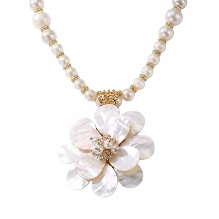 MOTHER OF PEARL HANDMADE PEARL NECKLACE (1 of 4)