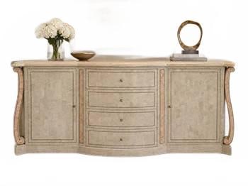 ELEGANT MODERN FAUX-STONE SERPENTINE CREDENZA 77" (1 of 8)