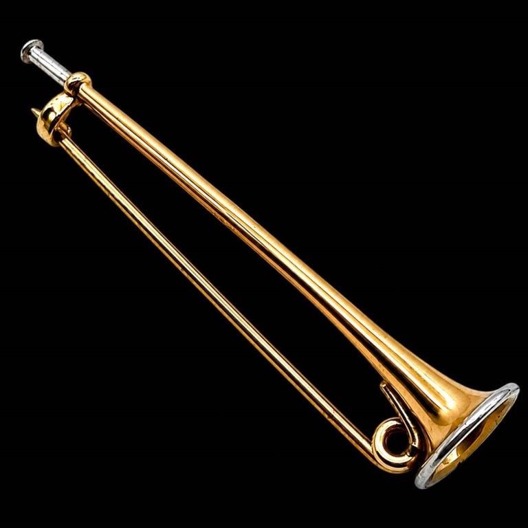 STERLING HORN TIE CLIP W GOLD VERMEIL 2.6" (1 of 5)