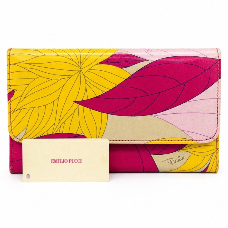 EMILIO PUCCI FLORAL LEATHER WALLET W TAGS 7" (1 of 12)
