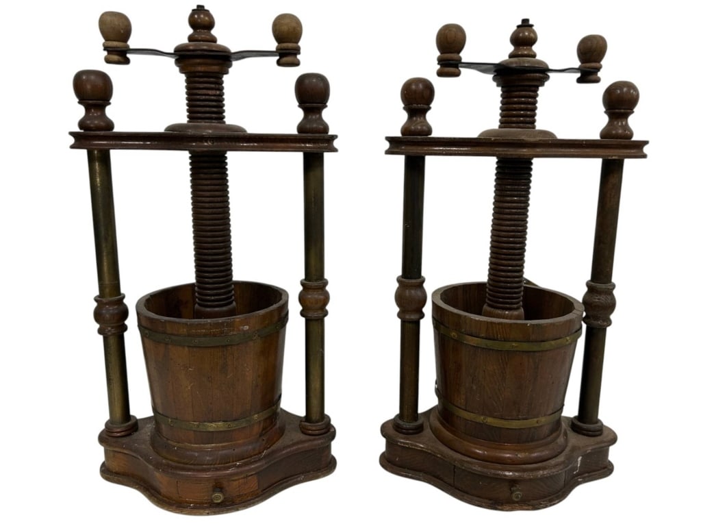 ANTIQUE WOOD & BRASS SCREW PRESS 22" (1 of 9)