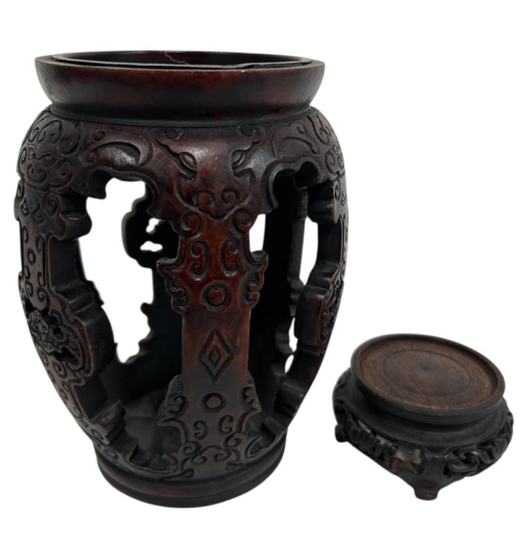 CHINESE CARVED DISPLAY STANDS 7" (1 of 4)
