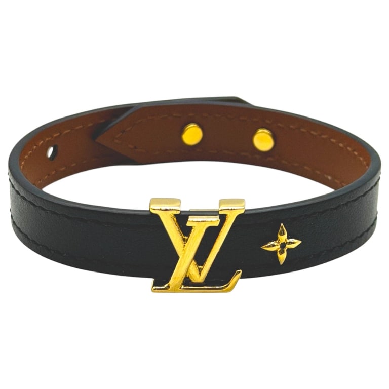 LOUIS VUITTON LV BLOOM BLACK LEATHER BRACELET 8. (1 of 10)