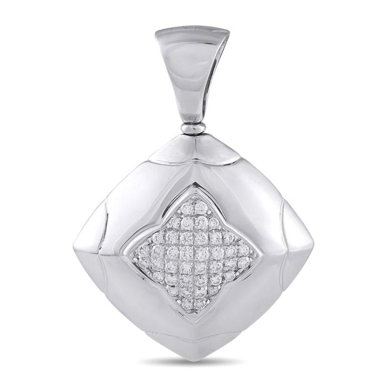 BVLGARI PYRAMID 18K WHITE GOLD 0.65CT DIAMOND PEND (1 of 4)