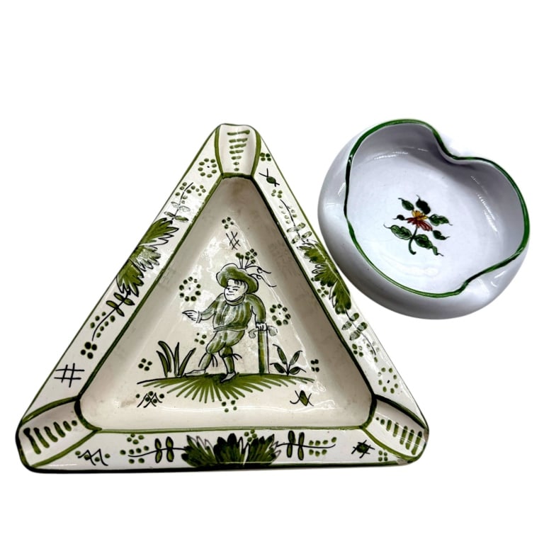 FRENCH HAND-PAINTED CERAMIC DISH SET 7" (1 of 4)