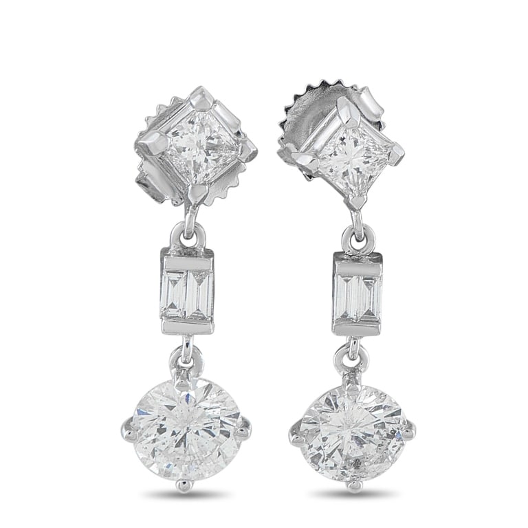 18K WHITE GOLD 3.25CT DIAMOND DROP EARRINGS (1 of 3)