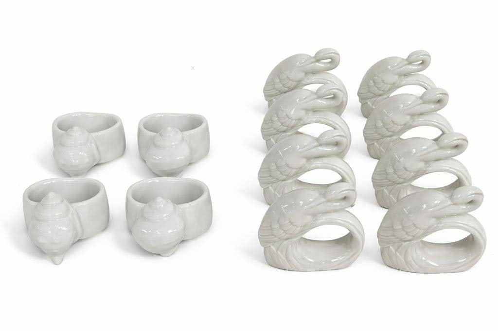 12 BIRD & SHELL PORCELAIN NAPKIN RINGS (1 of 3)