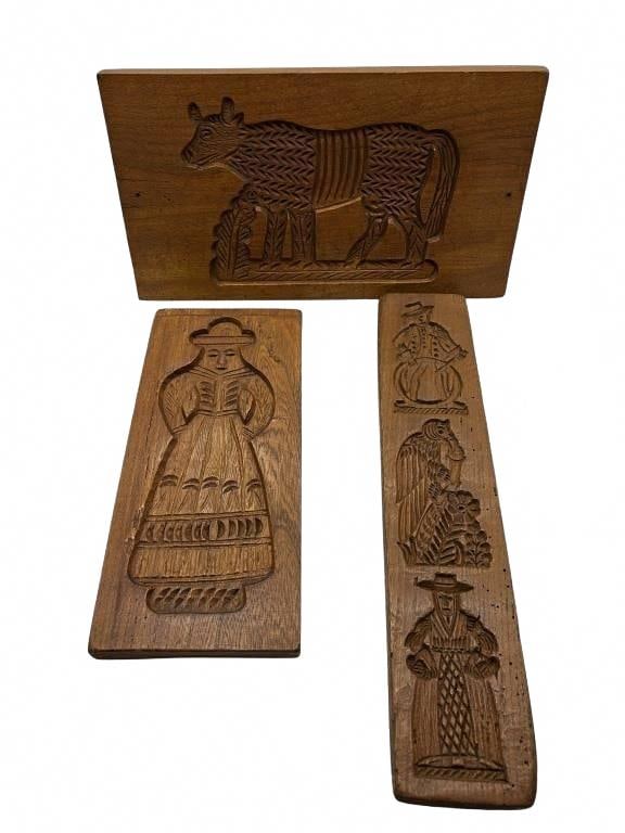 SET OF 3 HAND-CARVED WOODEN MURALS (1 of 5)