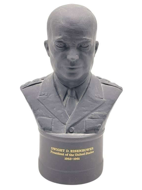 WEDGWOOD BLACK BASALT BUST DWIGHT D. EISENHOWER 8" (1 of 4)