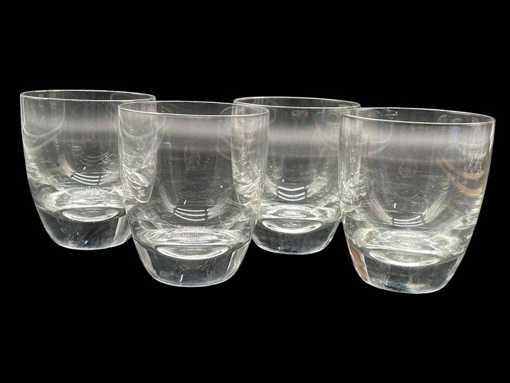SET OF FOUR HEAVY CLEAR GLASS WHISKEY GLASSES (1 of 4)