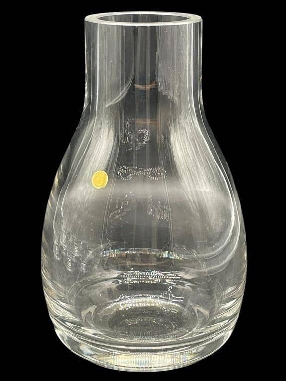 CONTEMPORARY CLEAR GLASS CARAFE 8: CONTEMPORARY CLEAR GLASS CARAFE 8" | -Very good pre owned condition | -Approx 8"h x 6"w | -Made in Western Germany | -Modern silhouette featuring a rounded base that tapers into a straight