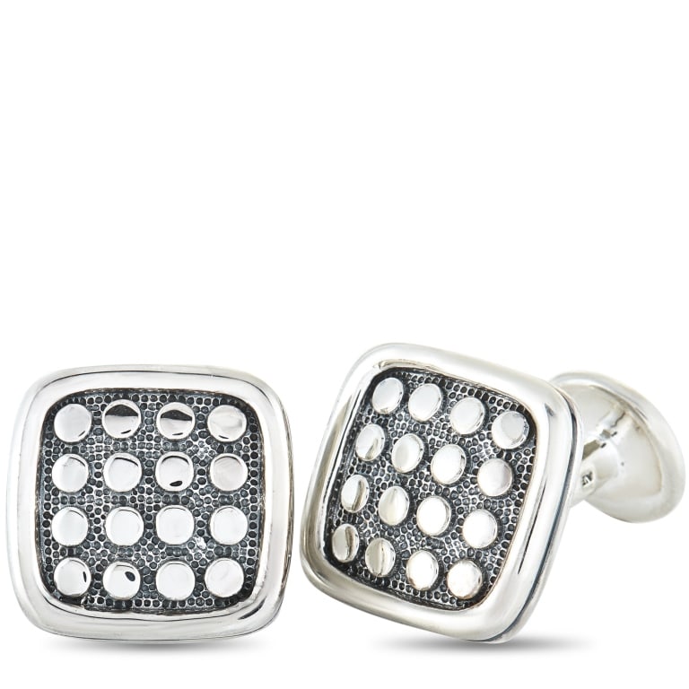 SCOTT KAY STERLING SILVER SQUARE CUFFLINKS GC1435S: These Scott Kay cufflinks are crafted from sterling silver and each of the two weighs 12.85 grams. The cufflinks measure 0.75 in length and 0.75 in width.Offered in brand new condition, this pair of c