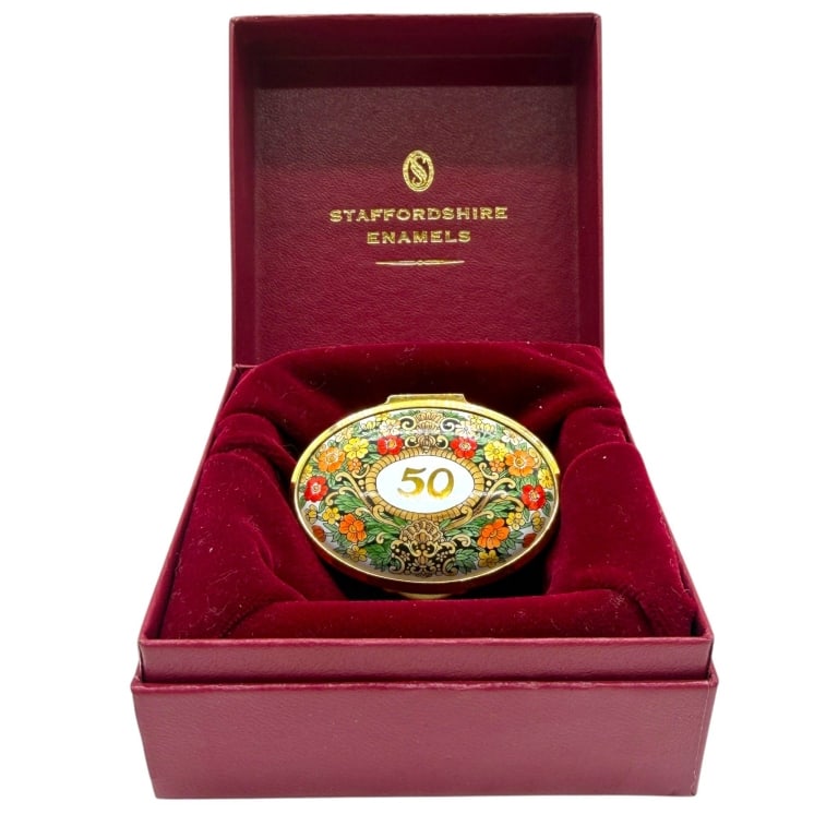 STAFFORDSHIRE ENAMELS 50TH ANNIVERSARY BOX 2.5" (1 of 7)