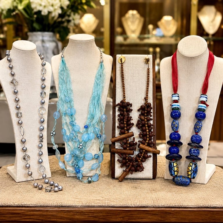 COSTUME JEWELRY STATEMENT NECKLACES LOT OF 4 (1 of 8)