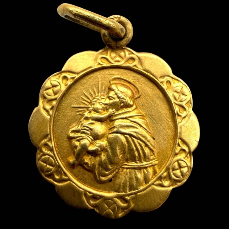 ANTIQUE 14K GOLD ST ANTHONY RELIGIOUS MEDAL 1.4G (1 of 3)