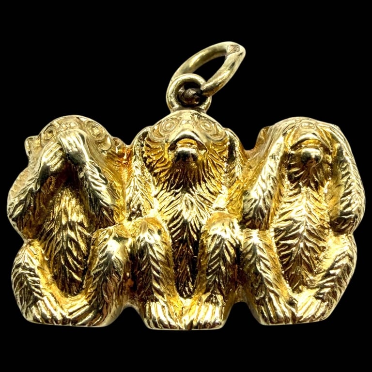 14K GOLD THREE WISE MONKEYS CHARM 5G (1 of 6)
