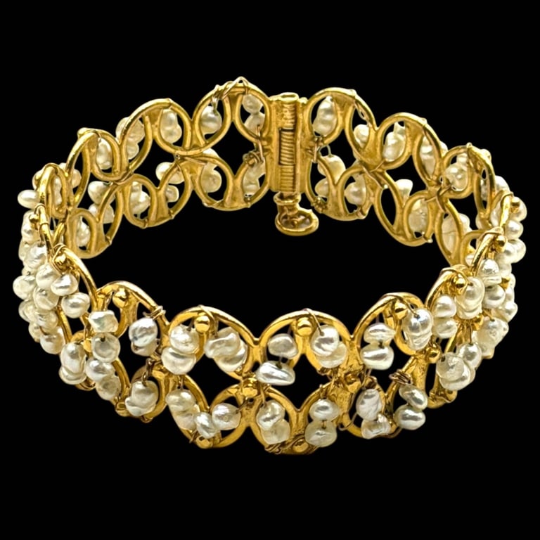 14K GOLD & KESHI PEARL BRACELET (1 of 6)