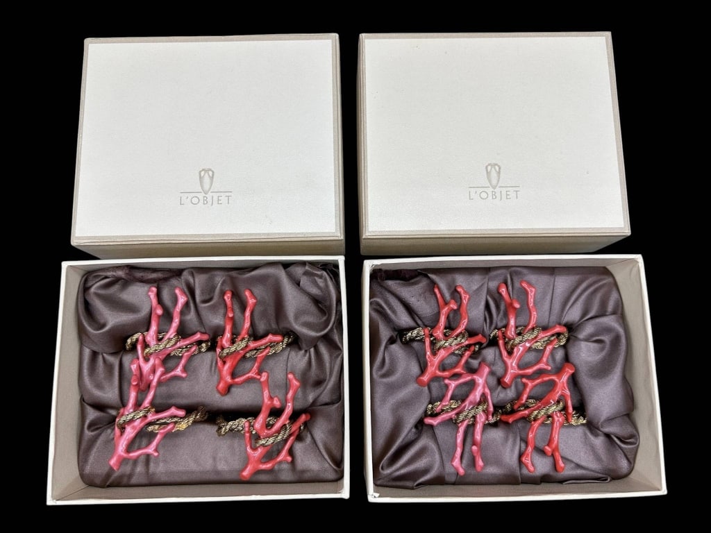 L'OBJET CORAL FORM NAPKIN RINGS SET OF 8 3" (1 of 6)