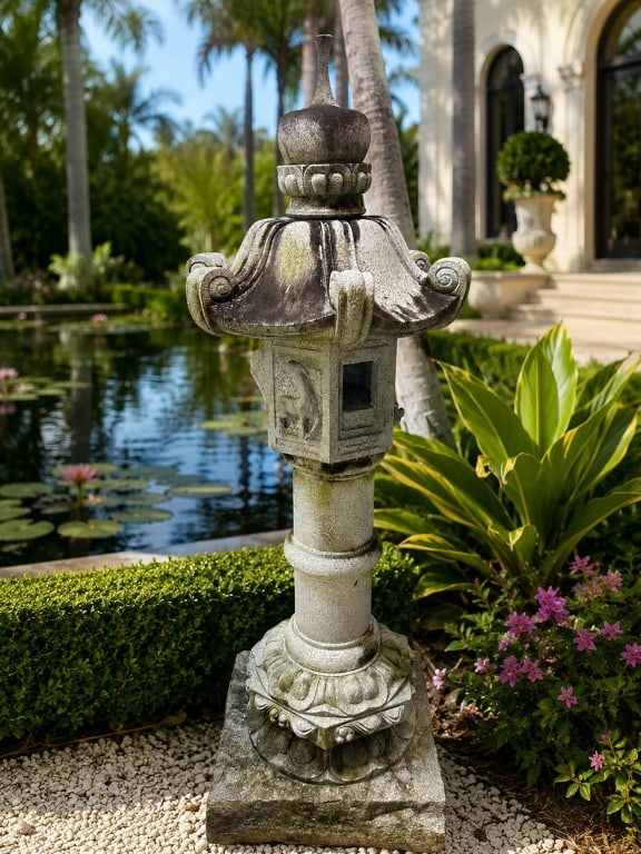 JAPANESE PAGODA CEMENT GARDEN LANTERN 67" (1 of 8)