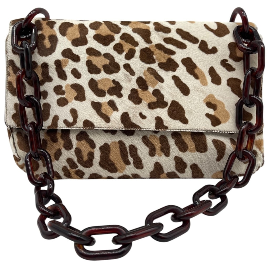 PRADA LEOPARD CALF HAIR SHOULDER BAG 11" (1 of 15)
