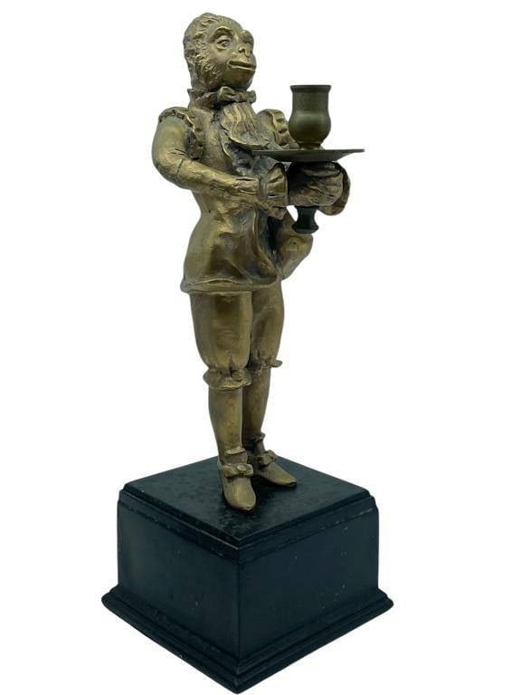 VICTORIAN STYLE MONKEY BUTLER CANDLE HOLDER 15" (1 of 7)