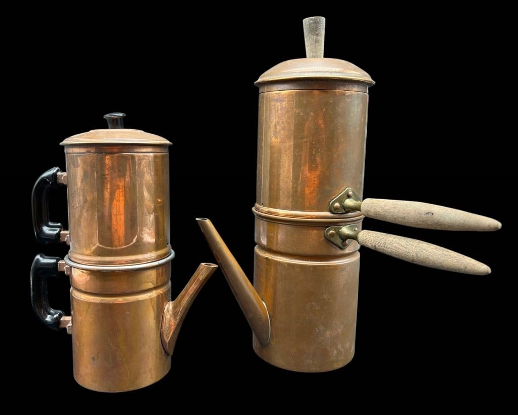 VINTAGE ITALIAN COPPER COFFEE POTS SET 12" (1 of 5)