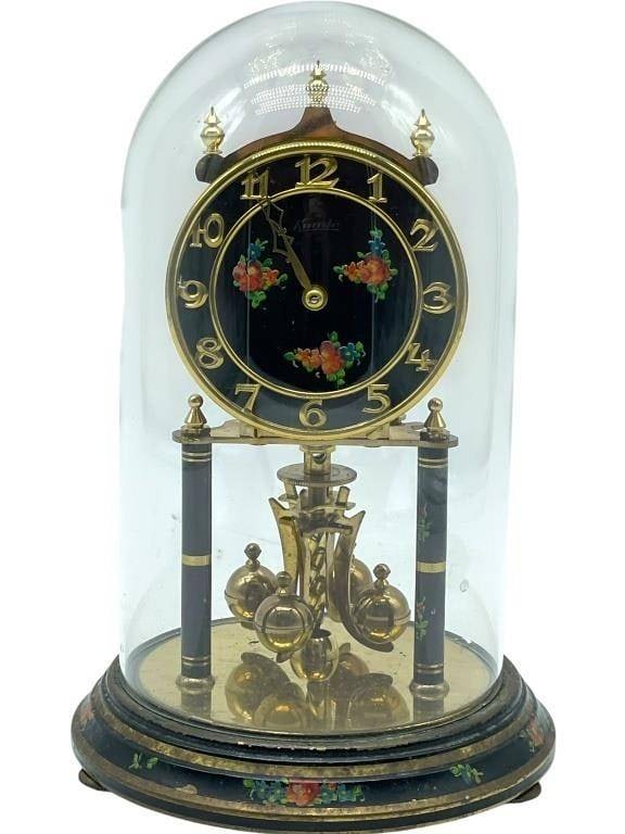 KIENINGER & OBERGFELL KUNDO ANNIVERSARY CLOCK: *for competitive shipping options please go to www.dejavuauctionshipping.com | | -KIENINGER & OBERGFELL KUNDO ANNIVERSARY 400 DAY CLOCK WITH GLASS DOME | | | -Vintage Kieninger & Obergfell (Kundo) Ger