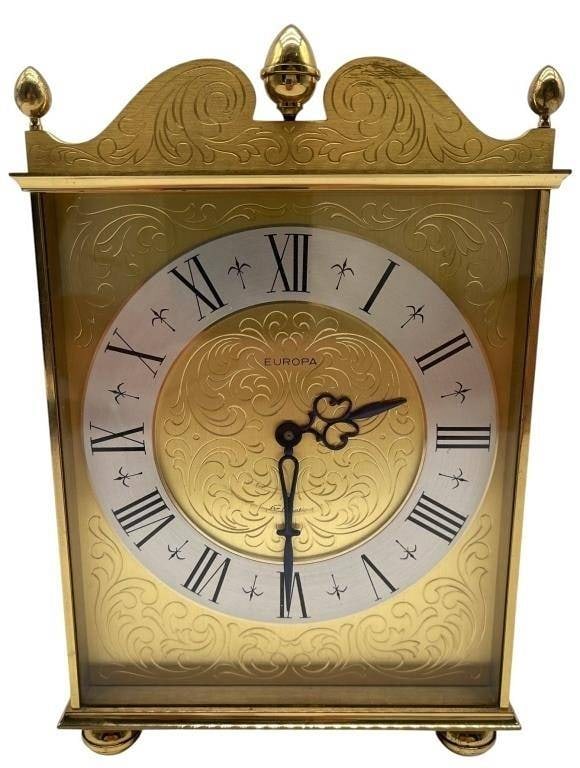 EUROPA GERMAN BRASS MANTEL CLOCK 8" (1 of 8)