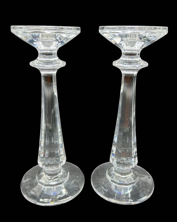 PAIR CUT CRYSTAL CANDLESTICKS 10" (1 of 7)