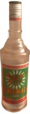 Phenix Anisette 1L Bottle from France: 1 liter bottle of Phenix Anisette, a French anise-flavored liqueur produced by Distillerie Le Phenix in Roanne, France. The bottle contains 45% alcohol and is made with anise extract and distilled ani