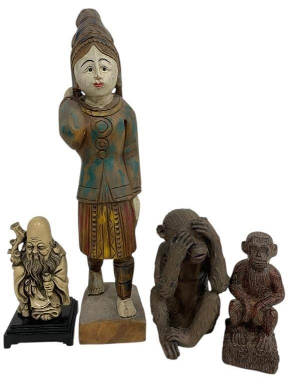 GROUP OF FIGURAL SCULPTURES INCLUDING ASIAN 18" (1 of 7)