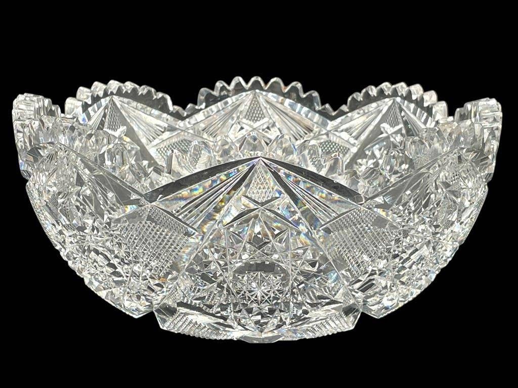 AMERICAN BRILLIANT PERIOD CUT GLASS BOWL 8" (1 of 5)