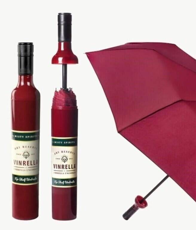 NEW! VINRELLA BURGUNDY WINE BOTTLE UMBRELLA: NEW! VINRELLA BURGUNDY WINE BOTTLE UMBRELLA | -2 of 2 | -INSPIRED TO BE THE PERFECT GIFT FOR THE DESERVING WINE LOVER, THERE IS NO OTHER VINTAGE THAT STOPS THE RAIN SO WELL WITH SUCH UNIQUENESS. ALL V