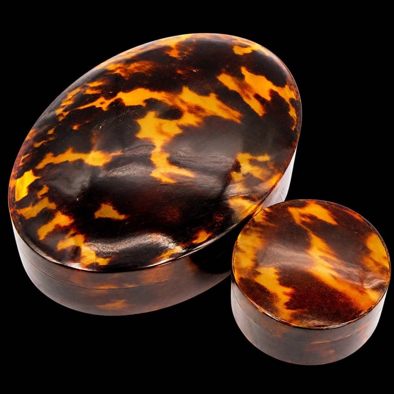 FAUX TORTOISESHELL DRESSER BOXES SET OF 2 (1 of 5)