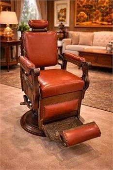 ANTIQUE BARBER CHAIR KOKEN CONGRESS PEDESTAL 46" (1 of 3)