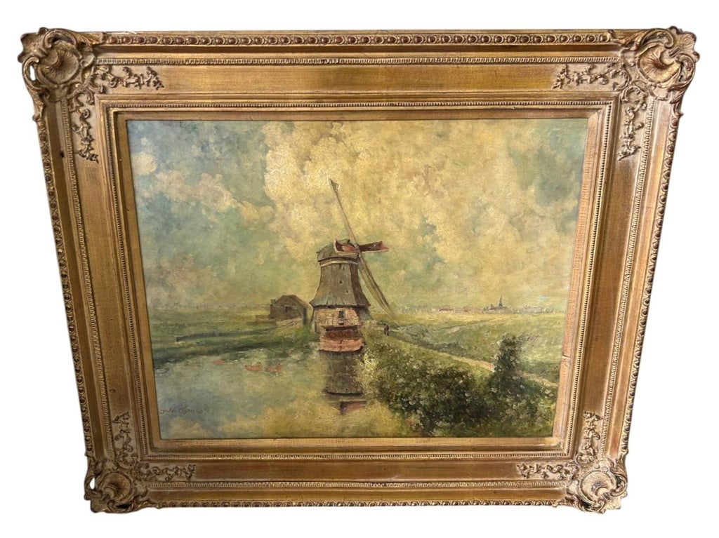 JOHN CLYME SIGNED WINDMILL OIL ON CANVAS 40" (1 of 8)