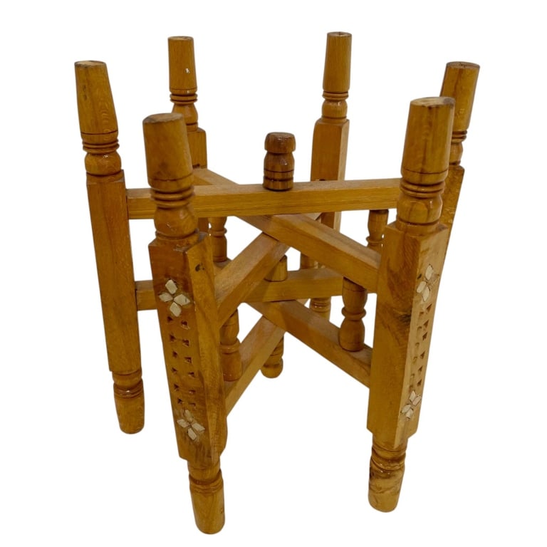 FOLDING WOOD LUGGAGE RACK W INLAY 11" (1 of 5)