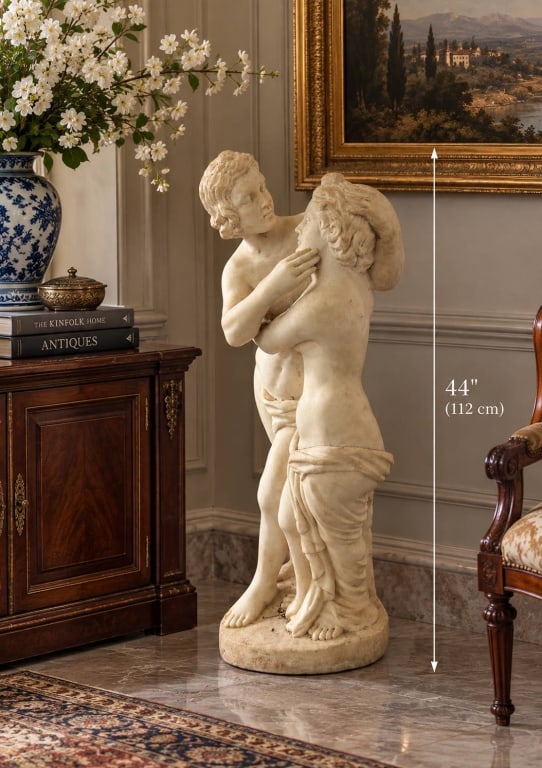 CLASSICAL MARBLE LOVERS FIGURAL GROUP 44" (1 of 9)