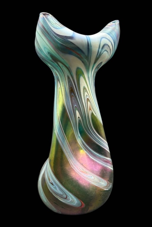 LOETZ IRIDESCENT ART GLASS SWIRL VASE 11" (1 of 8)