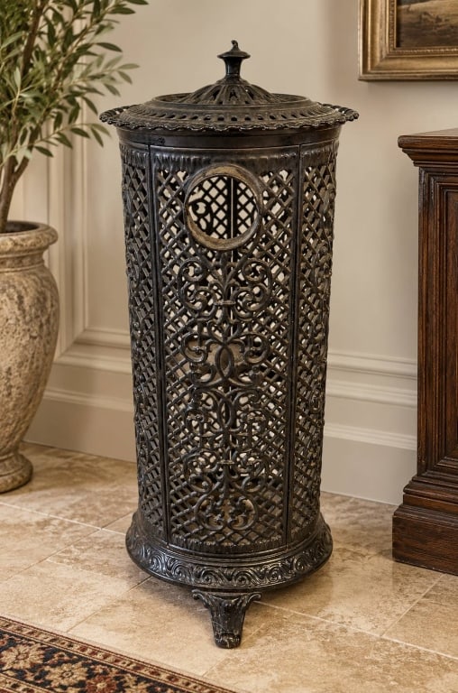 ANTIQUE CAST IRON GAS PARLOR HEATER C.1900 34" (1 of 5)