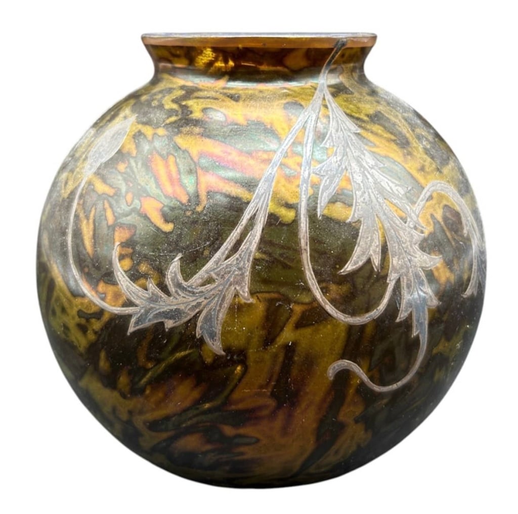ART NOUVEAU IRIDESCENT ART GLASS VASE 5.5" (1 of 8)