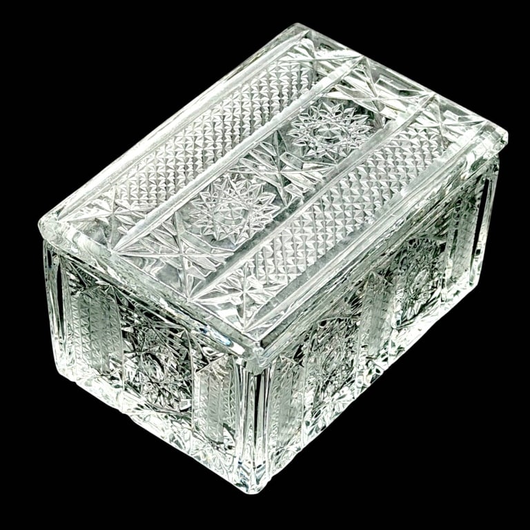 CUT CRYSTAL RECTANGULAR LIDDED TRINKET BOX 4.75" (1 of 6)