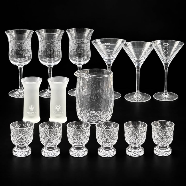 15-PC GLASSWARE & CRYSTAL CORDIAL GLASSES 7" (1 of 9)